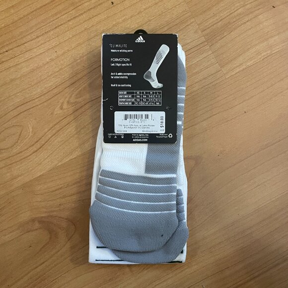 White with green stripes, Adidas soccer socks Large - Picture 2 of 2